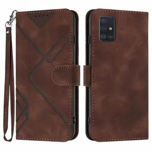 For Samsung Galaxy A51 5G Line Pattern Skin Feel Leather Phone Case(Coffee)