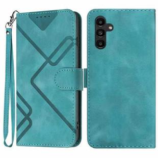 For Samsung Galaxy A54 5G Line Pattern Skin Feel Leather Phone Case(Light Blue)