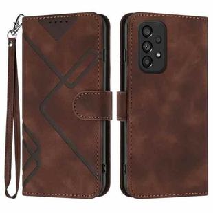 For Samsung Galaxy A73 5G Line Pattern Skin Feel Leather Phone Case(Coffee)