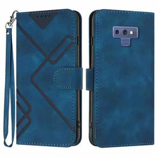 For Samsung Galaxy Note9 Line Pattern Skin Feel Leather Phone Case(Royal Blue)