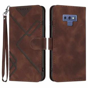 For Samsung Galaxy Note9 Line Pattern Skin Feel Leather Phone Case(Coffee)