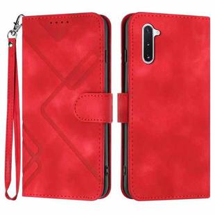 For Samsung Galaxy Note10 / Note10 5G Line Pattern Skin Feel Leather Phone Case(Red)