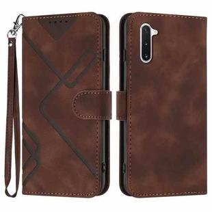 For Samsung Galaxy Note10 / Note10 5G Line Pattern Skin Feel Leather Phone Case(Coffee)