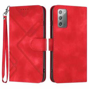 For Samsung Galaxy Note20 Line Pattern Skin Feel Leather Phone Case(Red)