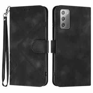 For Samsung Galaxy Note20 Line Pattern Skin Feel Leather Phone Case(Black)