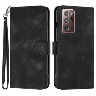 For Samsung Galaxy Note20 Ultra Line Pattern Skin Feel Leather Phone Case(Black)