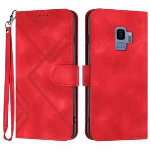 For Samsung Galaxy S9 Line Pattern Skin Feel Leather Phone Case(Red)