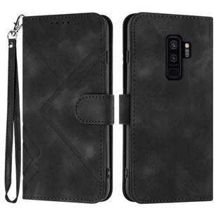 For Samsung Galaxy S9+ Line Pattern Skin Feel Leather Phone Case(Black)