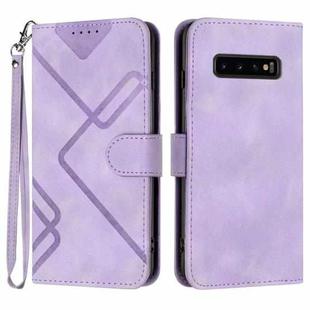 For Samsung Galaxy S10 Line Pattern Skin Feel Leather Phone Case(Light Purple)