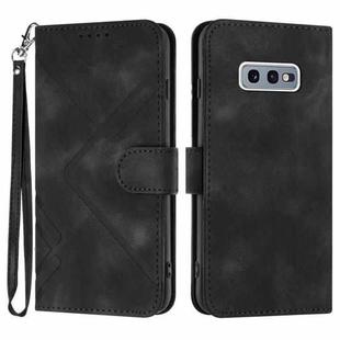 For Samsung Galaxy S10e Line Pattern Skin Feel Leather Phone Case(Black)
