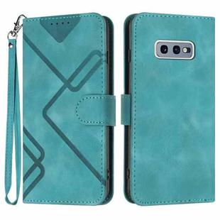 For Samsung Galaxy S10e Line Pattern Skin Feel Leather Phone Case(Light Blue)