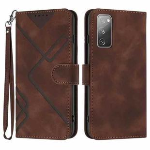 For Samsung Galaxy S20 FE Line Pattern Skin Feel Leather Phone Case(Coffee)