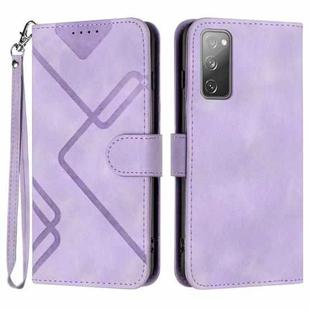 For Samsung Galaxy S20 FE Line Pattern Skin Feel Leather Phone Case(Light Purple)