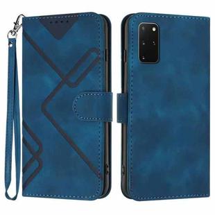 For Samsung Galaxy S20+ Line Pattern Skin Feel Leather Phone Case(Royal Blue)