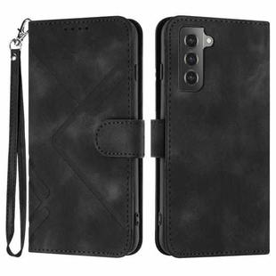 For Samsung Galaxy S21 5G Line Pattern Skin Feel Leather Phone Case(Black)