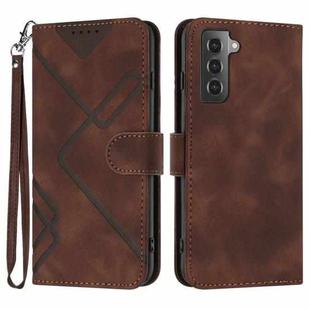 For Samsung Galaxy S21 5G Line Pattern Skin Feel Leather Phone Case(Coffee)