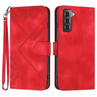 For Samsung Galaxy S21+ 5G Line Pattern Skin Feel Leather Phone Case(Red)