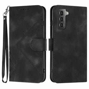 For Samsung Galaxy S21+ 5G Line Pattern Skin Feel Leather Phone Case(Black)
