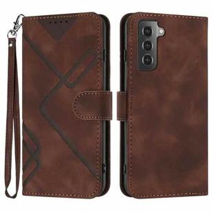 For Samsung Galaxy S21+ 5G Line Pattern Skin Feel Leather Phone Case(Coffee)