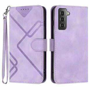 For Samsung Galaxy S21+ 5G Line Pattern Skin Feel Leather Phone Case(Light Purple)