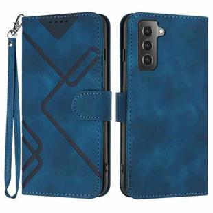 For Samsung Galaxy S22 5G Line Pattern Skin Feel Leather Phone Case(Royal Blue)