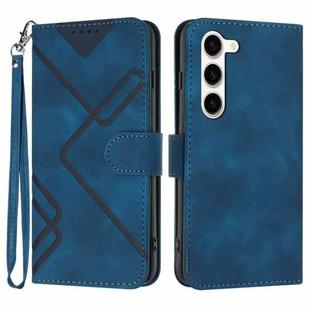 For Samsung Galaxy S23+ 5G Line Pattern Skin Feel Leather Phone Case(Royal Blue)