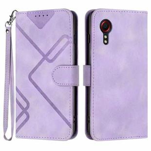 For Samsung Galaxy Xcover 5 Line Pattern Skin Feel Leather Phone Case(Light Purple)