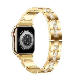 Diamond Metal Watch Band For Apple Watch 8 41mm(Gold)