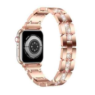 Diamond Metal Watch Band For Apple Watch SE 44mm(Rose Gold)