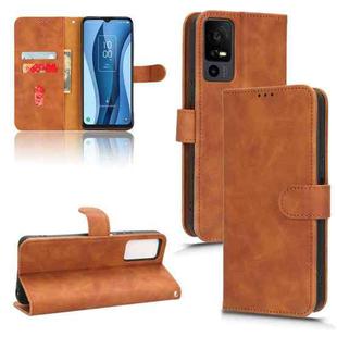 For TCL 40 XE 5G Skin Feel Magnetic Flip Leather Phone Case(Brown)