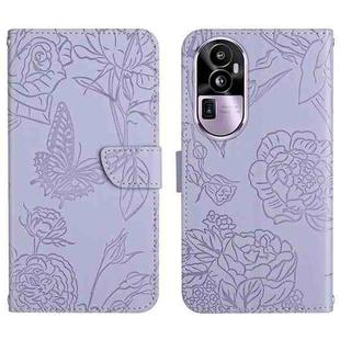 For OPPO Reno10 HT03 Skin Feel Butterfly Embossed Flip Leather Phone Case(Purple)