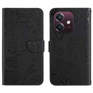 For OPPO A3 4G Global / 5G Global HT03 Skin Feel Butterfly Embossed Flip Leather Phone Case(Black)