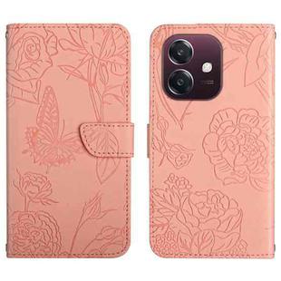 For OPPO A3 4G Global / 5G Global HT03 Skin Feel Butterfly Embossed Flip Leather Phone Case(Pink)