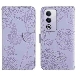 For OPPO A3 Pro 5G India HT03 Skin Feel Butterfly Embossed Flip Leather Phone Case(Purple)