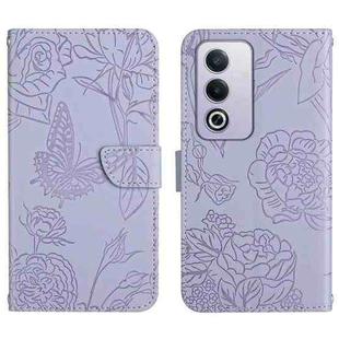 For OPPO K12x 5G Global HT03 Skin Feel Butterfly Embossed Flip Leather Phone Case(Purple)