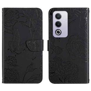 For OPPO K12x 5G Global HT03 Skin Feel Butterfly Embossed Flip Leather Phone Case(Black)