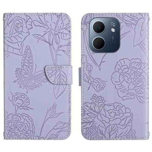 For OPPO A5x 4G Global / 5G Global HT03 Skin Feel Butterfly Embossed Flip Leather Phone Case(Purple)