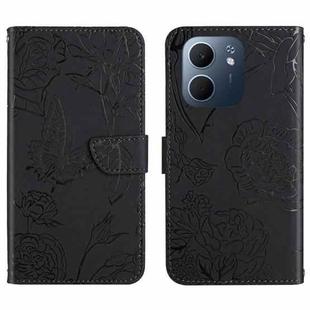 For OPPO A5x 4G Global / 5G Global HT03 Skin Feel Butterfly Embossed Flip Leather Phone Case(Black)