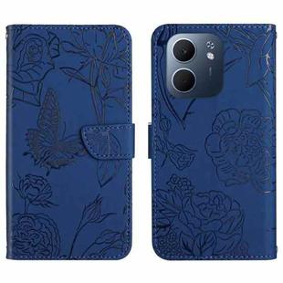 For OPPO A5x 4G Global / 5G Global HT03 Skin Feel Butterfly Embossed Flip Leather Phone Case(Blue)