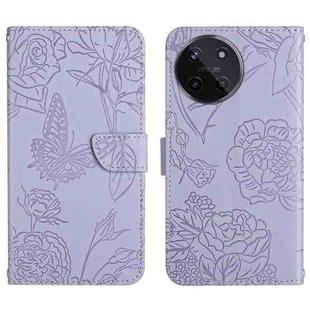 For Realme 11 4G Global HT03 Skin Feel Butterfly Embossed Flip Leather Phone Case(Purple)