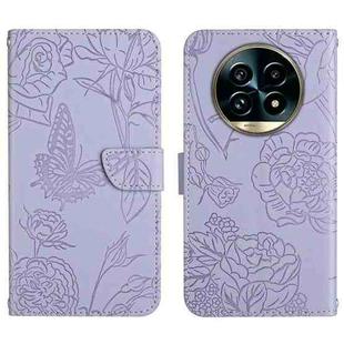 For Realme 13 Pro 5G / 13 Pro+ 5G HT03 Skin Feel Butterfly Embossed Flip Leather Phone Case(Purple)