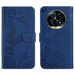 For Realme 13 Pro 5G / 13 Pro+ 5G HT03 Skin Feel Butterfly Embossed Flip Leather Phone Case(Blue)