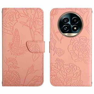 For Realme 13 Pro 5G / 13 Pro+ 5G HT03 Skin Feel Butterfly Embossed Flip Leather Phone Case(Pink)