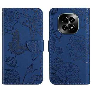 For Realme C63 5G HT03 Skin Feel Butterfly Embossed Flip Leather Phone Case(Blue)