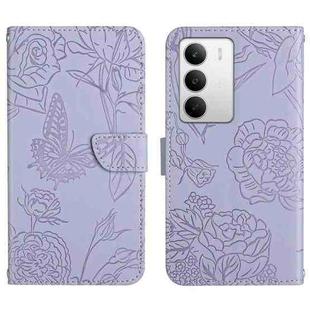 For Realme C75 5G HT03 Skin Feel Butterfly Embossed Flip Leather Phone Case(Purple)