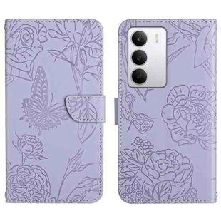 For Realme C71 4G HT03 Skin Feel Butterfly Embossed Flip Leather Phone Case(Purple)