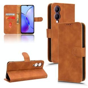 For vivo Y17s 4G Skin Feel Magnetic Flip Leather Phone Case(Brown)