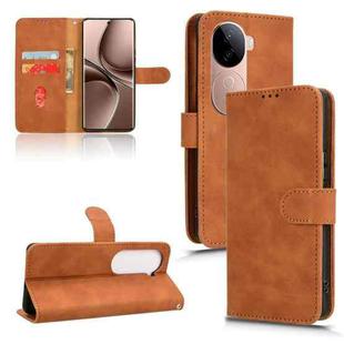 For vivo V40e 5G India / iQOO Z9s 5G Skin Feel Magnetic Flip Leather Phone Case(Brown)