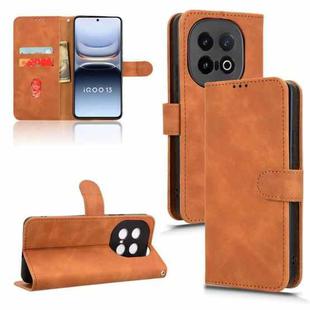 For vivo iQOO 13 Skin Feel Magnetic Flip Leather Phone Case(Brown)