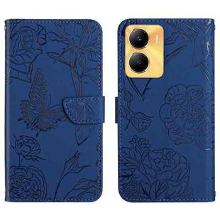 For vivo Y56 5G Global HT03 Skin Feel Butterfly Embossed Flip Leather Phone Case(Blue)